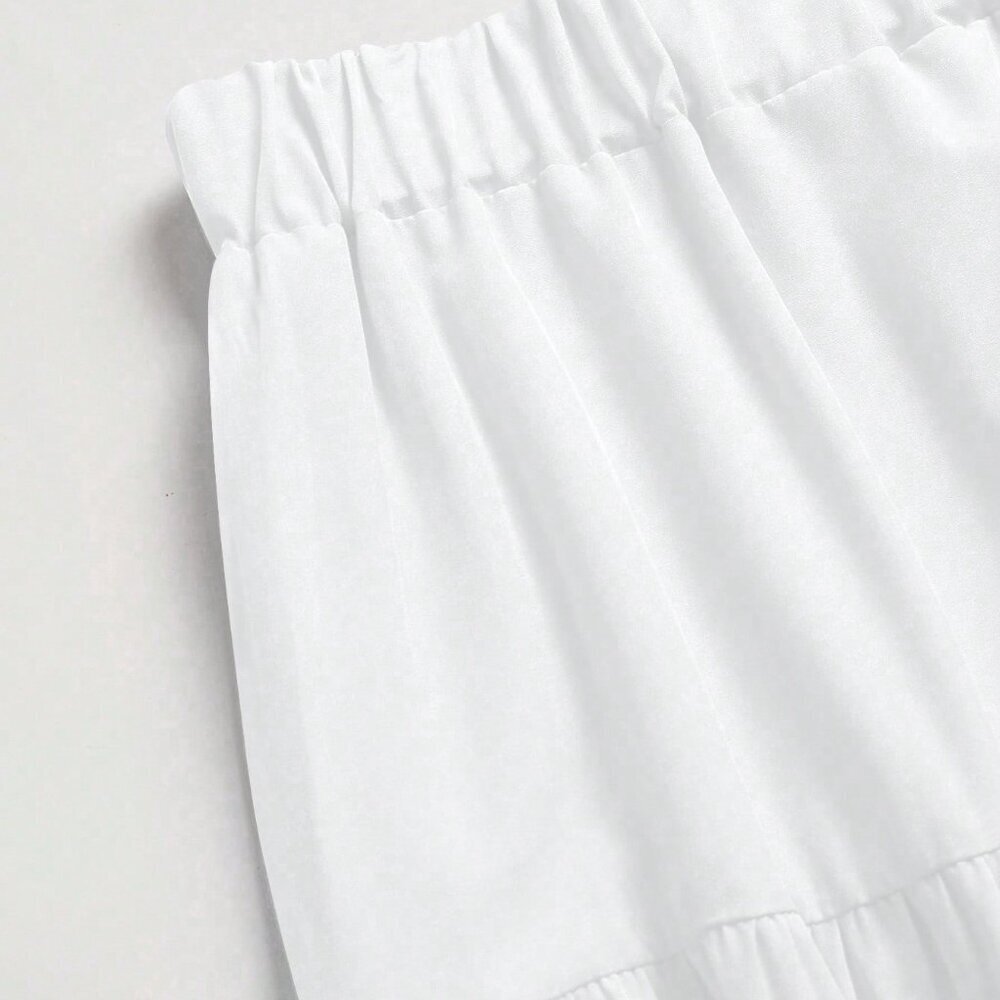 White Casual Women's Multi-Layered Ruffle Hem Long Skirt - Picture 5 of 7